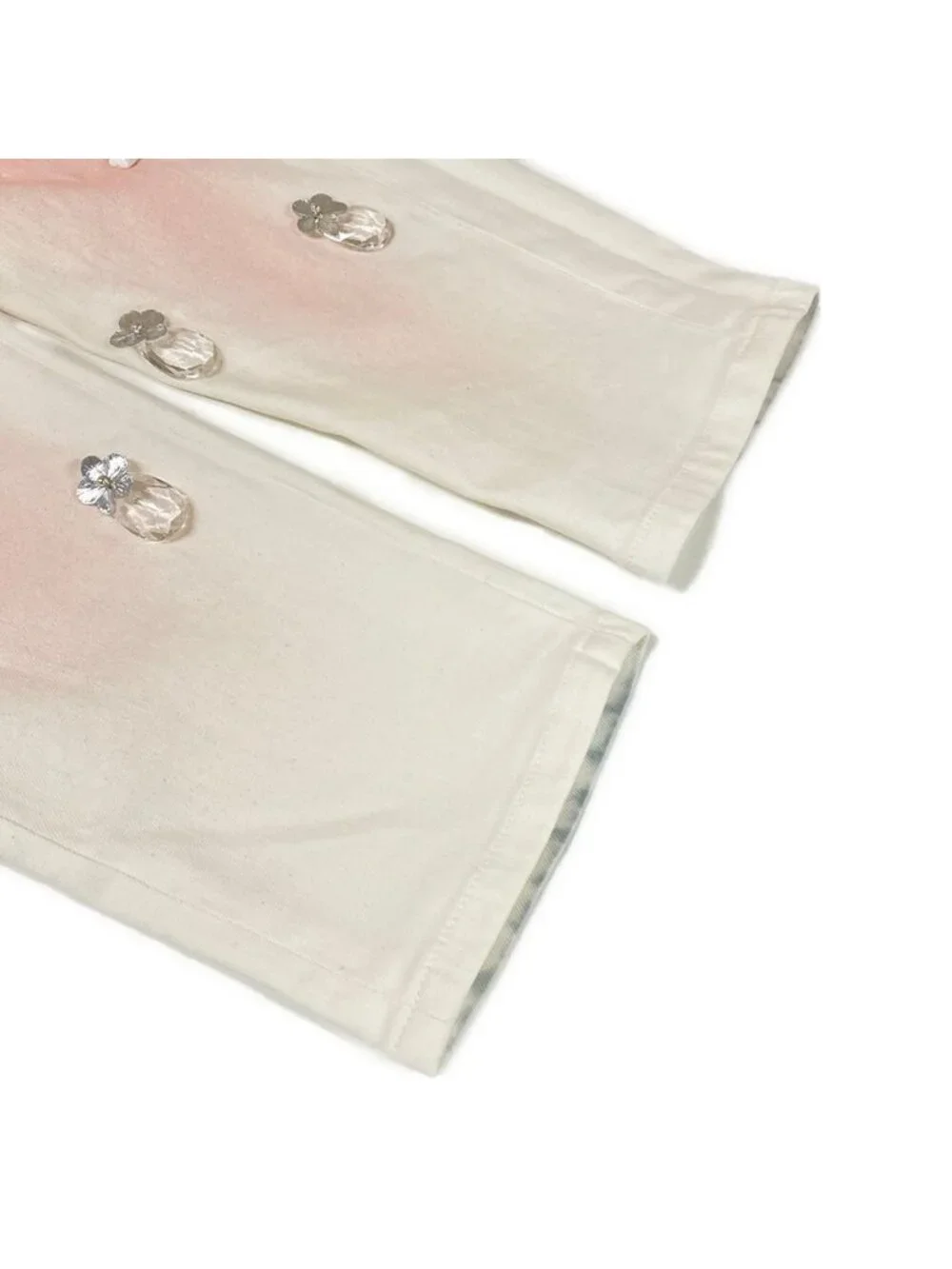 Chanel Jeans S P White Pink Flower View Gradient Cotton 34